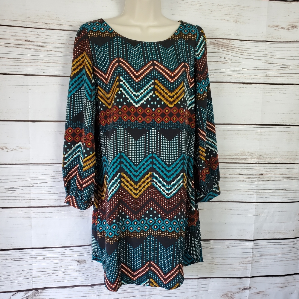 The Vintage Shop | Geo Print Midi Chevron Dress - Picture 3 of 8